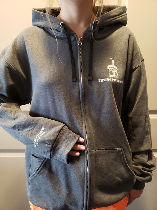 Frying Pan Tower Hoodie in Gray - Front View