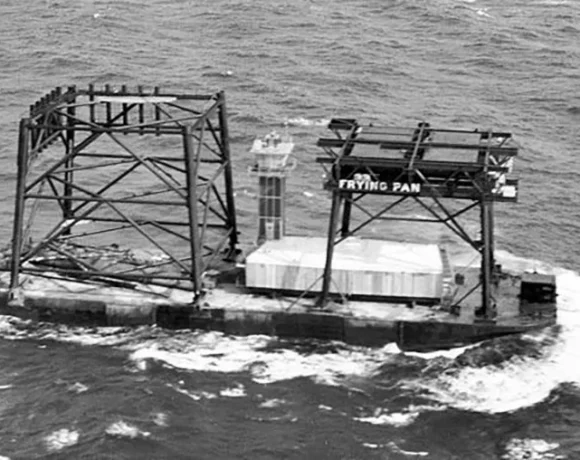 Frying Pan Shoals Light Tower on Barge